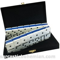 Domino Double Six Blue & White Two Tone Tile Jumbo Tournament Size w Spinners in Deluxe Velvet Case B01FMVUR18